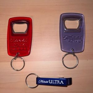 Set of 3 NIP Michelob Ultra & Ultra Amber Key Chain Bottle Openers